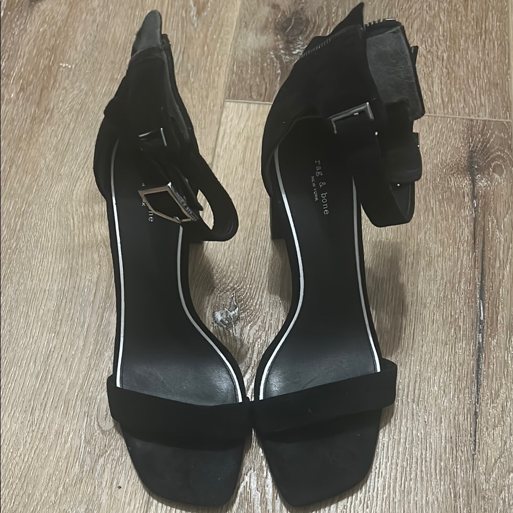 Rag & Bone Black Suede Heels with Ankle Strap